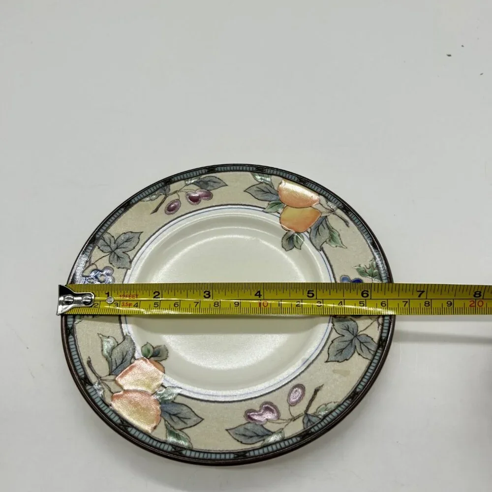 Mikasa Garden Harvest Intaglio CAC29 Cup & Saucer Set Pears Grapes Fruit Vintage